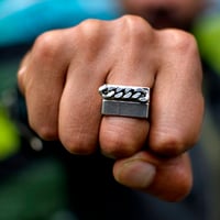 Image 1 of Bague Carrée Chaine Sweet Chain HOMME / Square Ring with Chain Sweet Chain MEN
