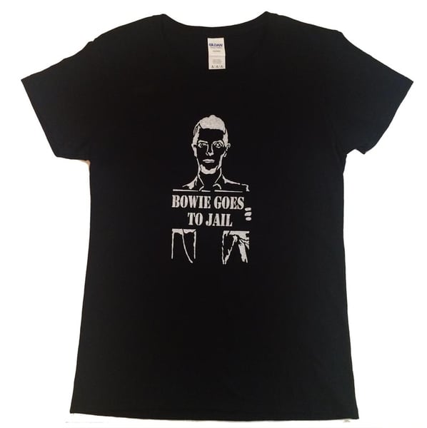Image of Bowie Goes To Jail T-shirt (Ladies Black)