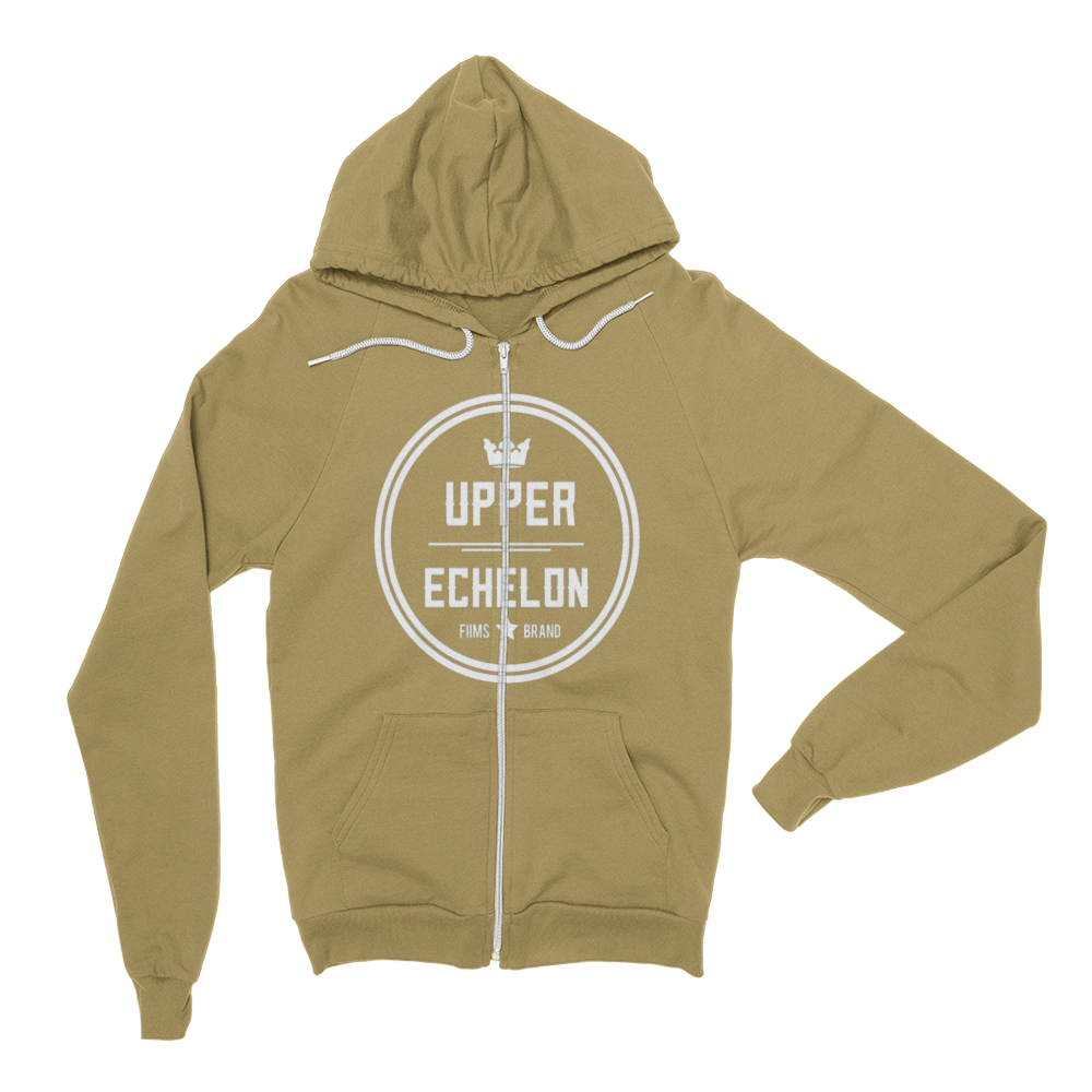 Image of UPPER ECHELON Zip-Up Retro Hoodie (Barrack Green)