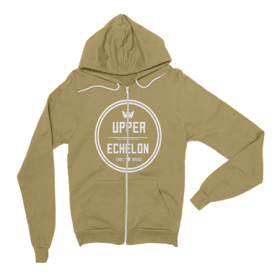 Image of UPPER ECHELON Zip-Up Retro Hoodie (Barrack Green)