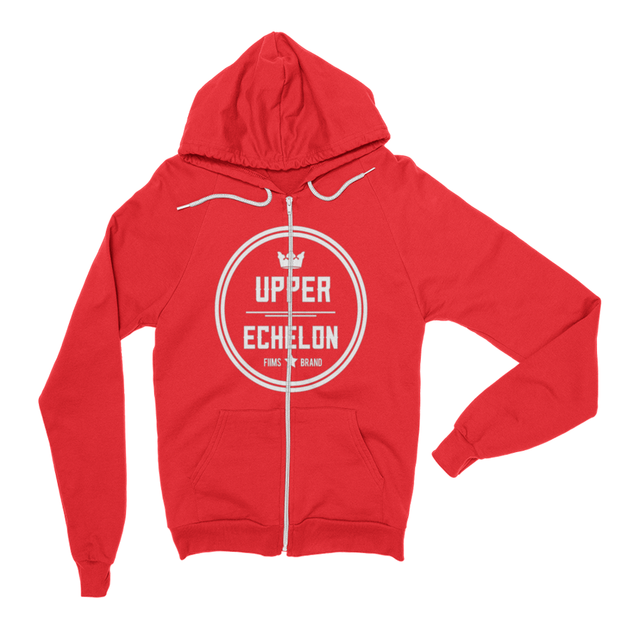 Image of UPPER ECHELON Zip-Up Retro Hoodie (Red)