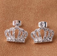 1pair Crown Shaped Rhinestone Stud Earrings 