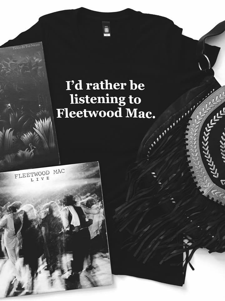 Image of i'd rather be listening to fleetwood mac t-shirt - BLACK