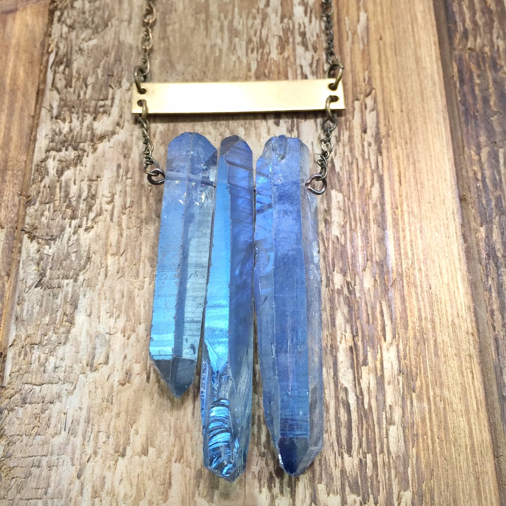 Image of Blue Crystal Bar Necklace
