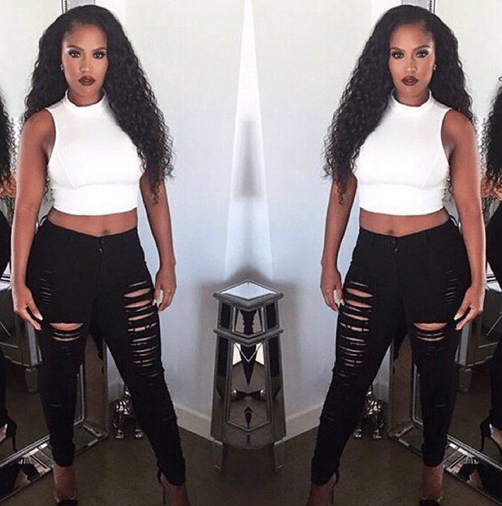 Image of SEXY FASHION RIPPED JEANS FEET PANTS PANTS STRETCH PANTS BEGGARS