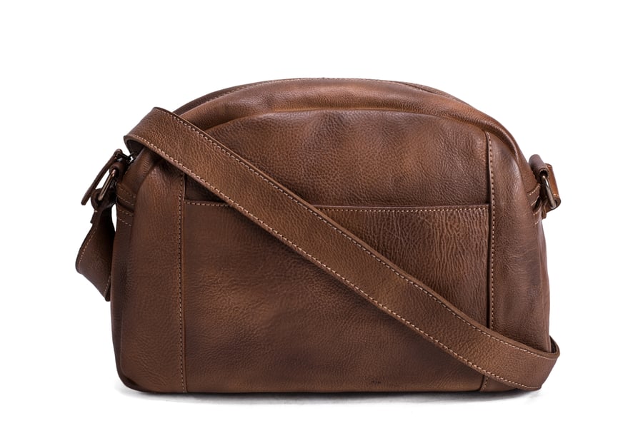 Image of Handmade Vegetable Tanned Leather Men's Messenger Bag, Crossbody Shoulder Bag, Satchel Bag 9030