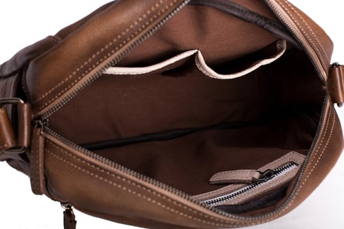 Image of Handmade Vegetable Tanned Leather Men's Messenger Bag, Crossbody Shoulder Bag, Satchel Bag 9030