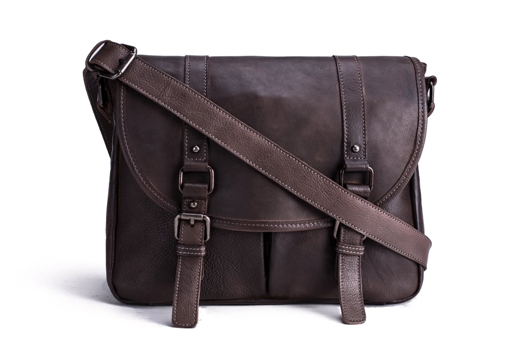 Image of Handmade Vegetable Tanned Leather Men's Messenger Bag, Crossbody Bag, Satchel Bag 9042