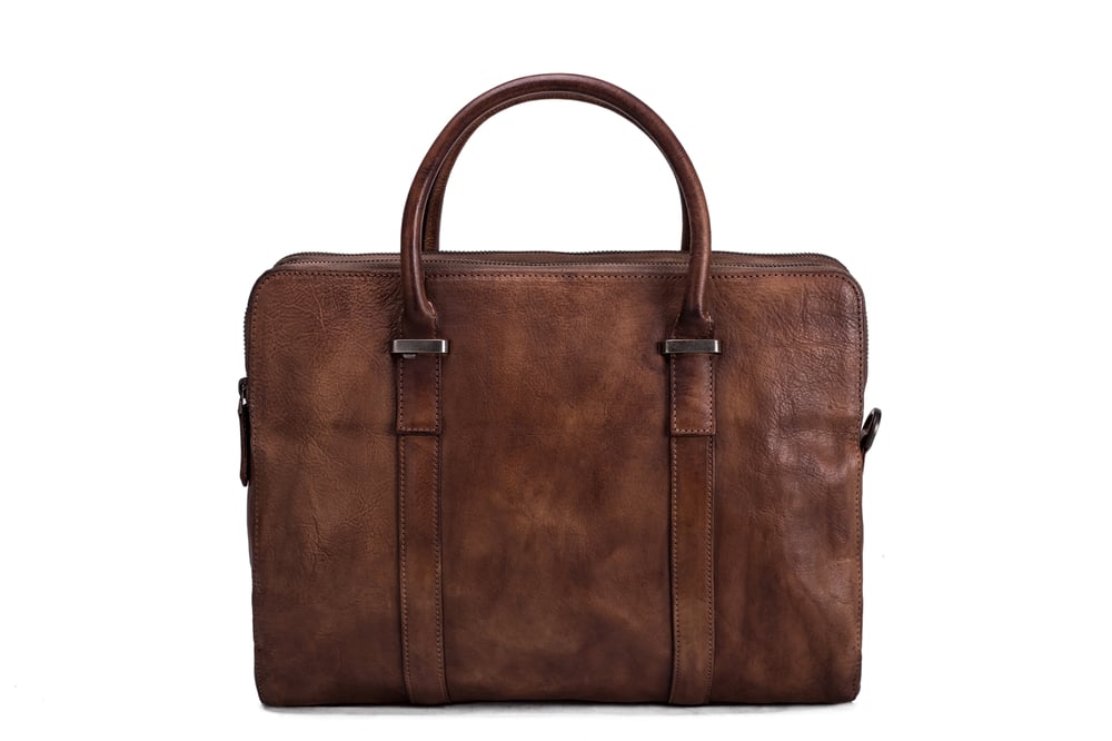 Image of Vintage Vegetable Tanned Men Leather Briefcase, Messenger Bag, Laptop Bag 9043