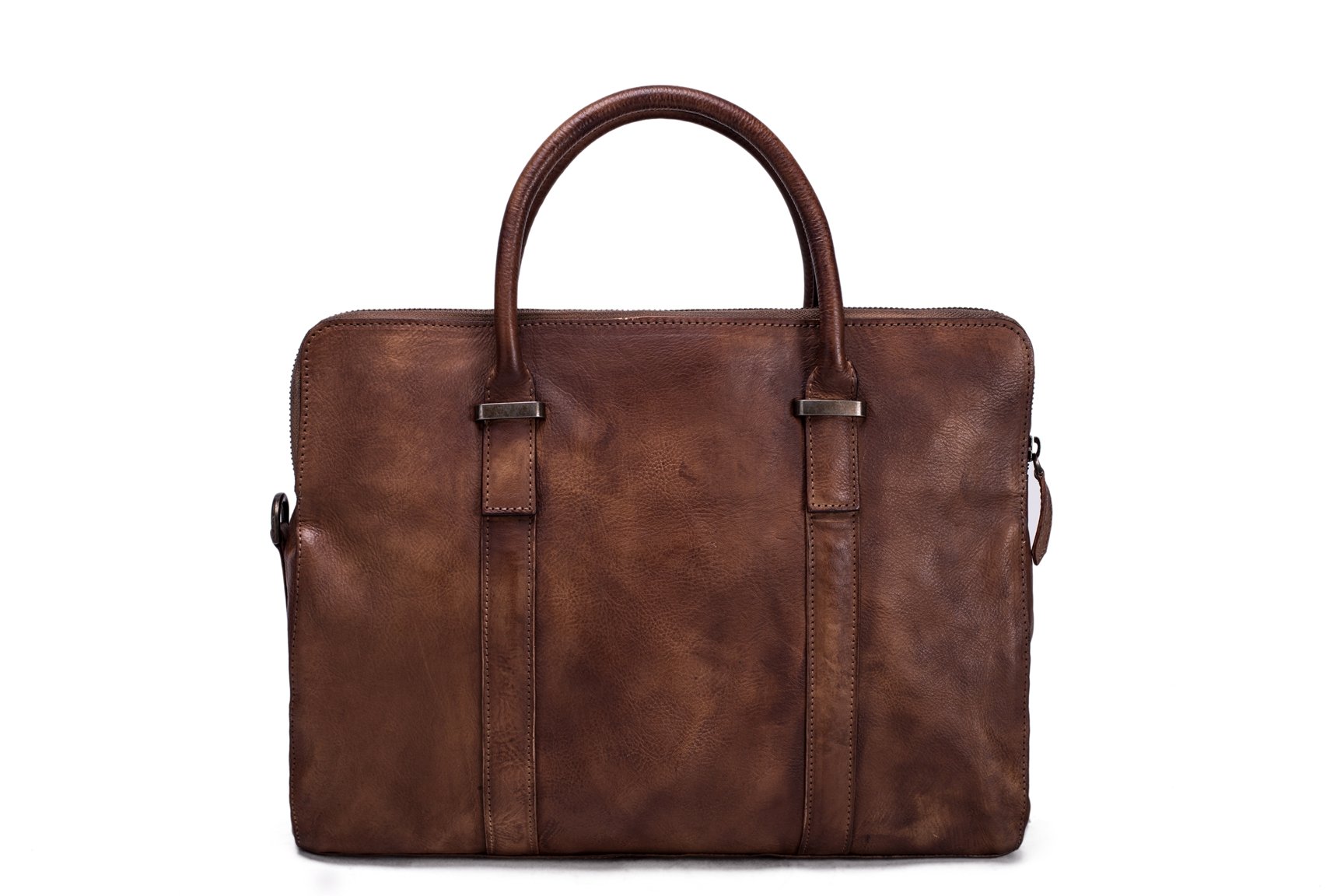 Vintage Vegetable Tanned Men Leather Briefcase, Messenger Bag, Laptop ...