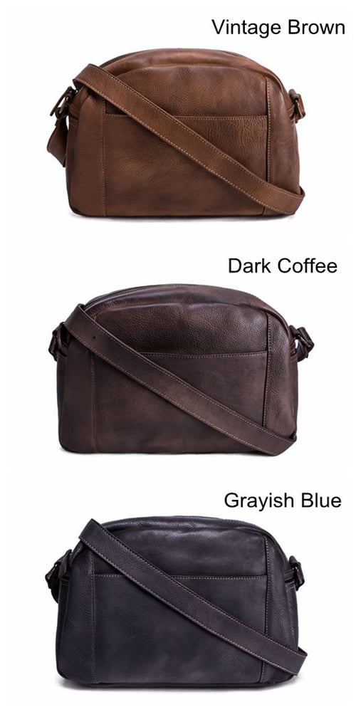 Image of Handmade Vegetable Tanned Leather Men Messenger Bag, Crossbody Bag, Satchel Bag 9030