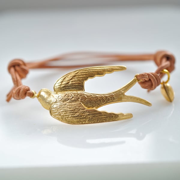 Image of Swallow and initial bracelet