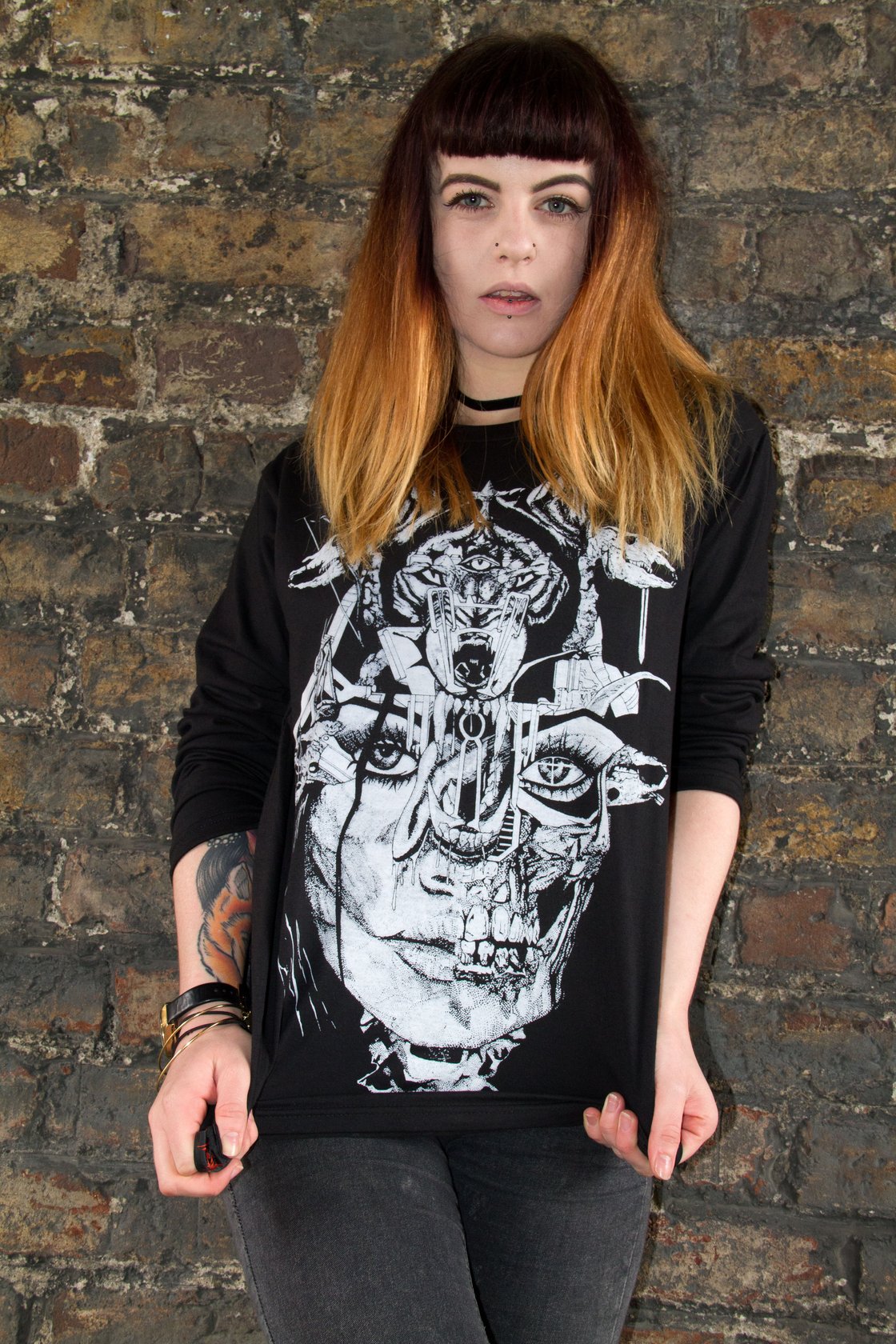 Image of Wolf Lady of the Apocalypse Black Long Sleeve Tee