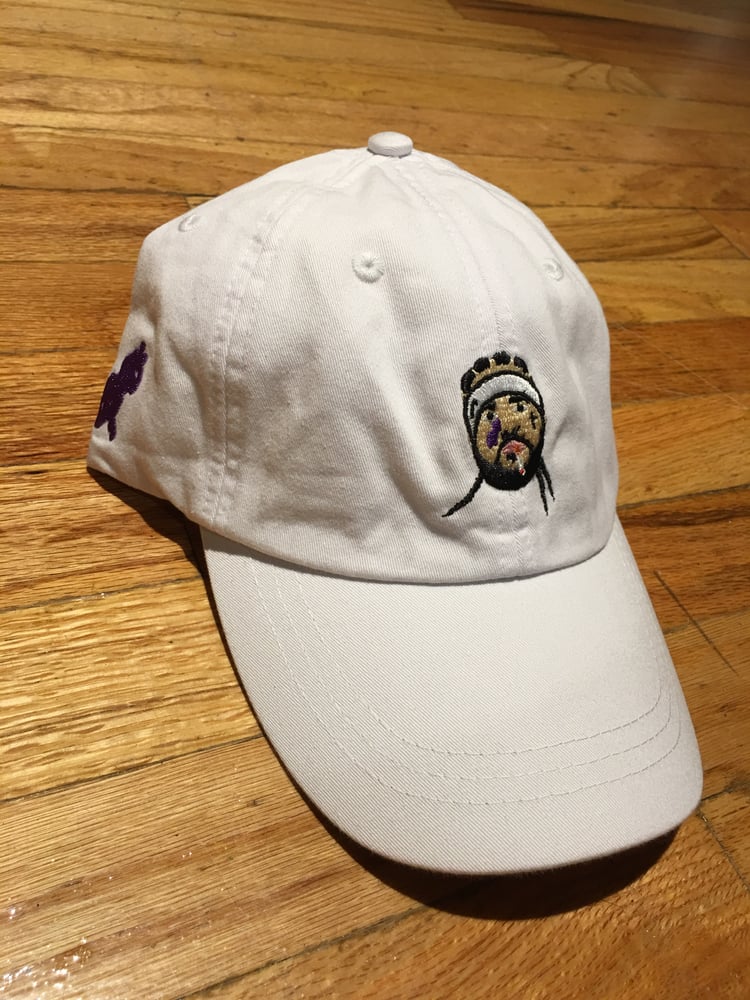 Image of A$AP YAM$ "LITTLE NEWPORT" WHITE DAD HAT.