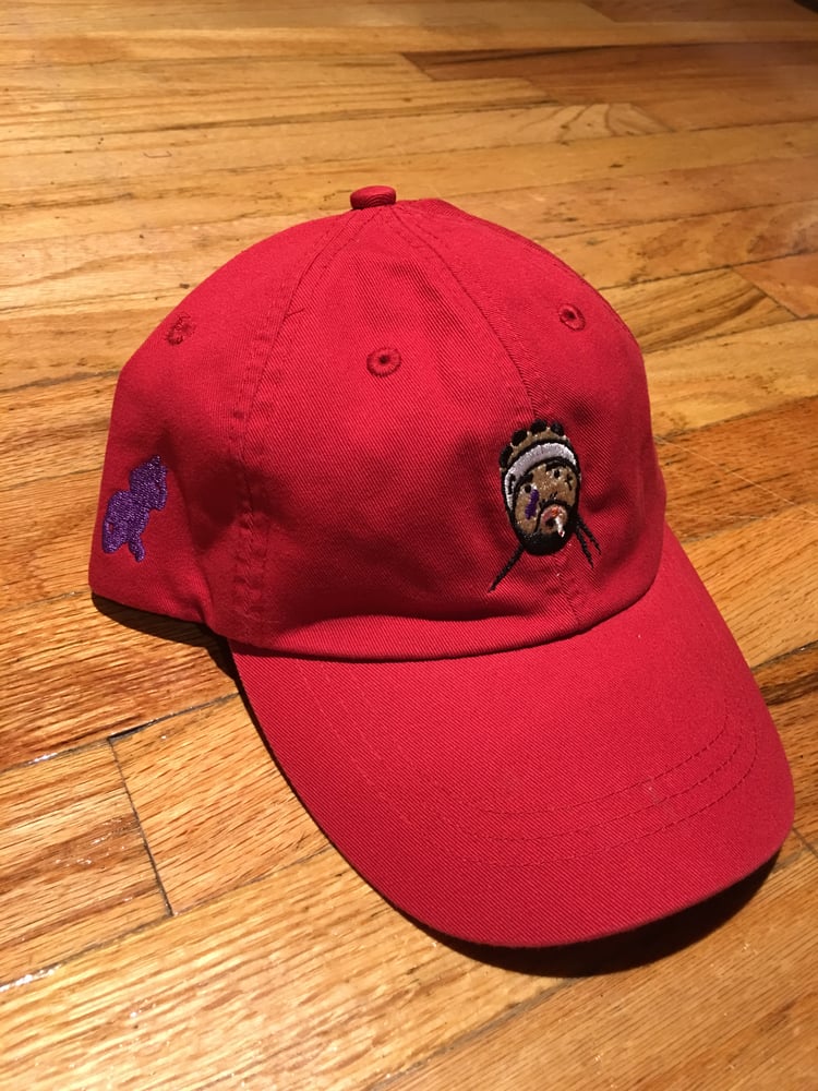 Image of A$AP YAM$ "LITTLE NEWPORT" RED DAD HAT.