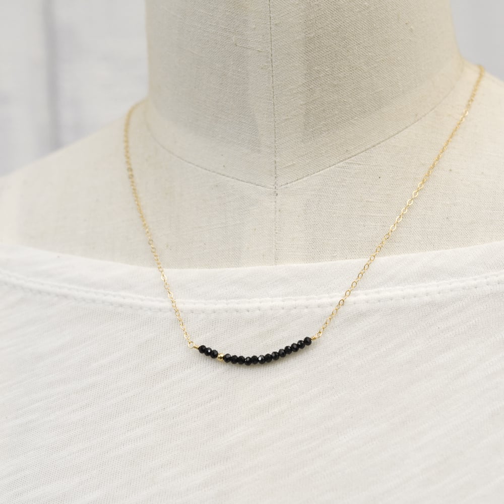 Image of Black spinel line necklace 14kt gold-filled