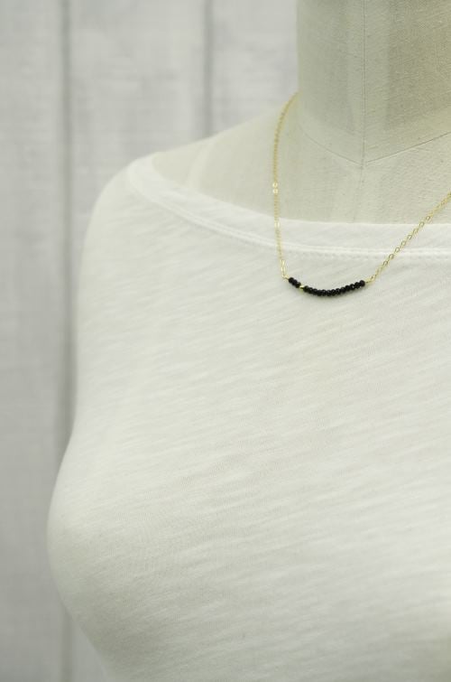 Image of Black spinel line necklace 14kt gold-filled