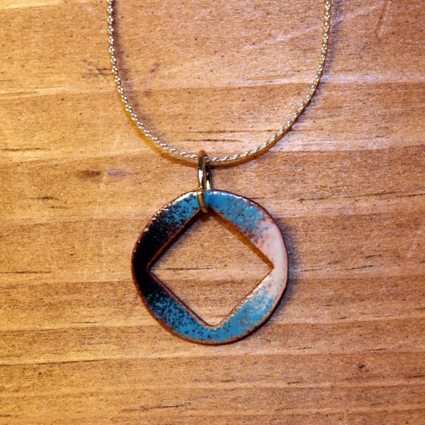 Image of Geometric Shapes Collection: Square Cutout Copper Enameled Necklace