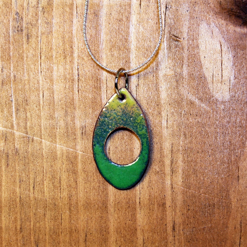 Image of Geometric Shapes Collection: Teardrop Circle Cutout Copper Enameled Necklace