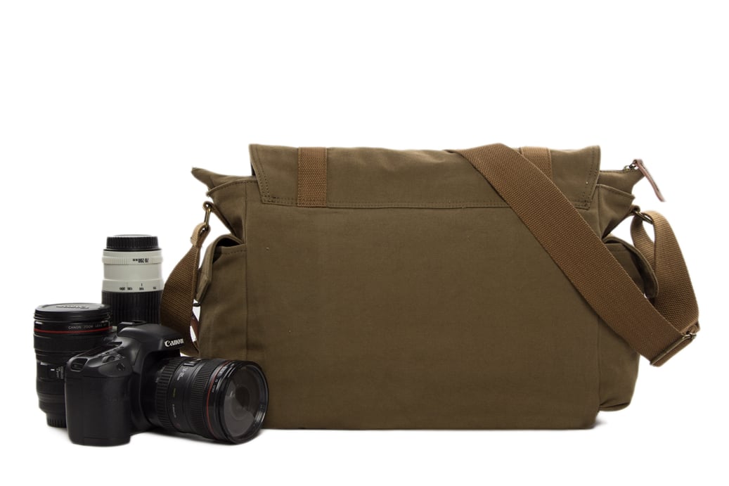 Light Brown LEDMOMO Leather DSLR Camera Bag PU Waterproof Vintage Fashionable Shoulder Messenger Bag Fit SLR DSLR Size M