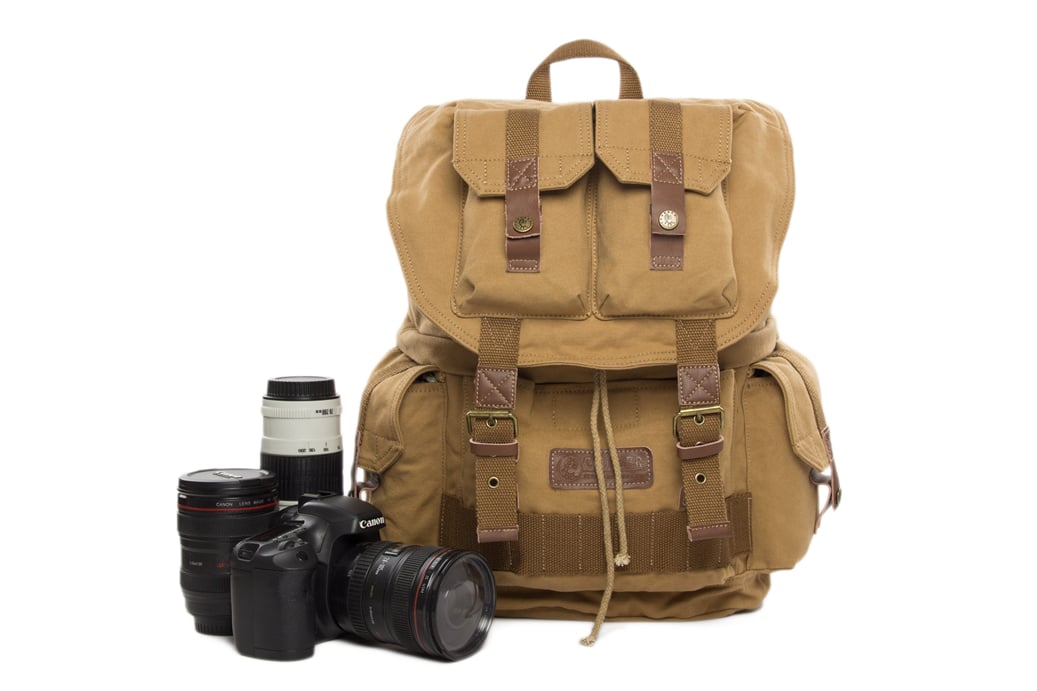 waxed canvas camera backpack