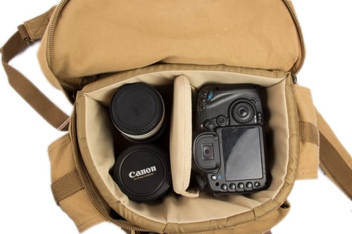 Image of Waxed Canvas DSLR Camera Backpack, Professional Camera Bag, Travel Backpack F2001