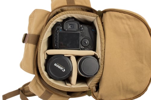 Image of Waxed Canvas Camera Backpack, Professional DSLR Camera Bag, Travel Backpack FB-1235