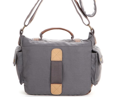 Image of Leather Trimmed Waxed Canvas DSLR Camera Bag, Messenger Bag, Diaper Bag BBK-2