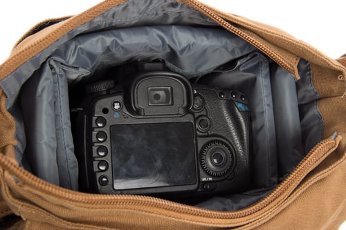 Image of Leather Trimmed Waxed Canvas DSLR Camera Bag, Messenger Bag, Diaper Bag BBK-2