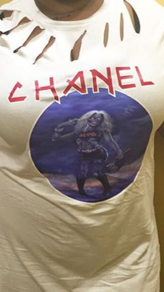 Image of "CHANEL" draped Tee