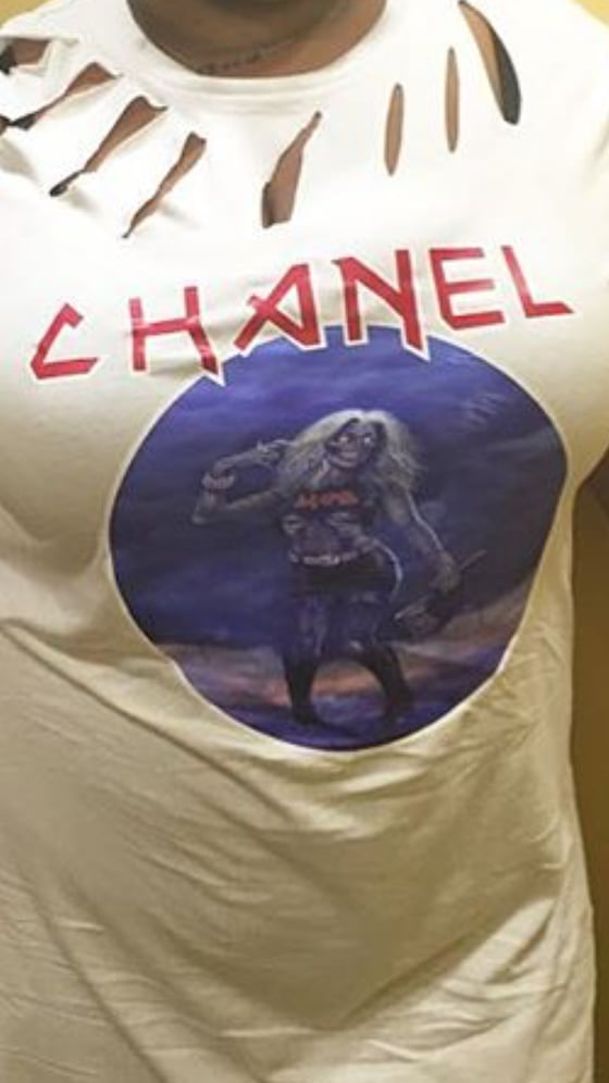 Image of "CHANEL" draped Tee
