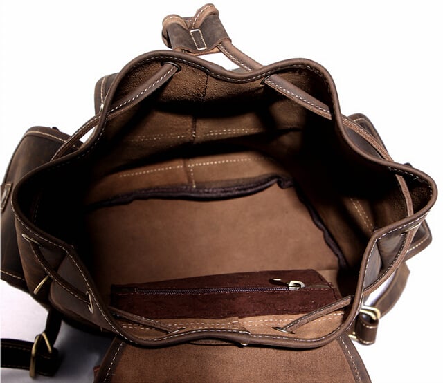 buckle-flap leather backpack berchirly vintage large travel backpacks Amkan Buckle Moroccan Interior Large main compartment secured with a drawstring Berchirly Vintage Military Men Canvas
