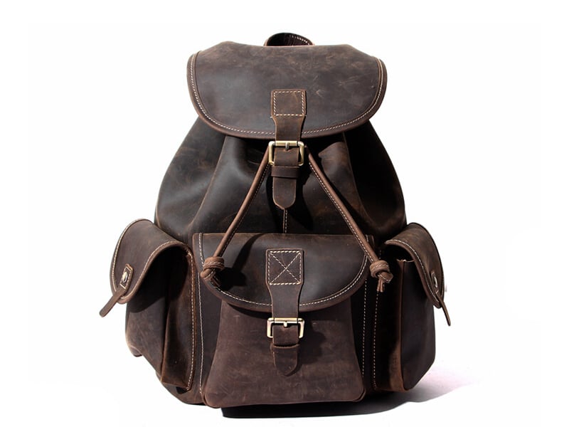 Image of Large Size Vintage Leather Backpack Rucksack School Backpack 8891L