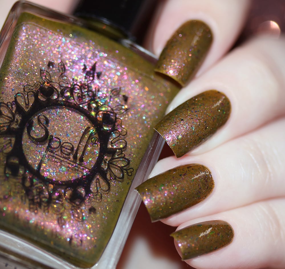 Image of ~Heartland~ dark mustard duochrome w/multichrome flakes nail polish!