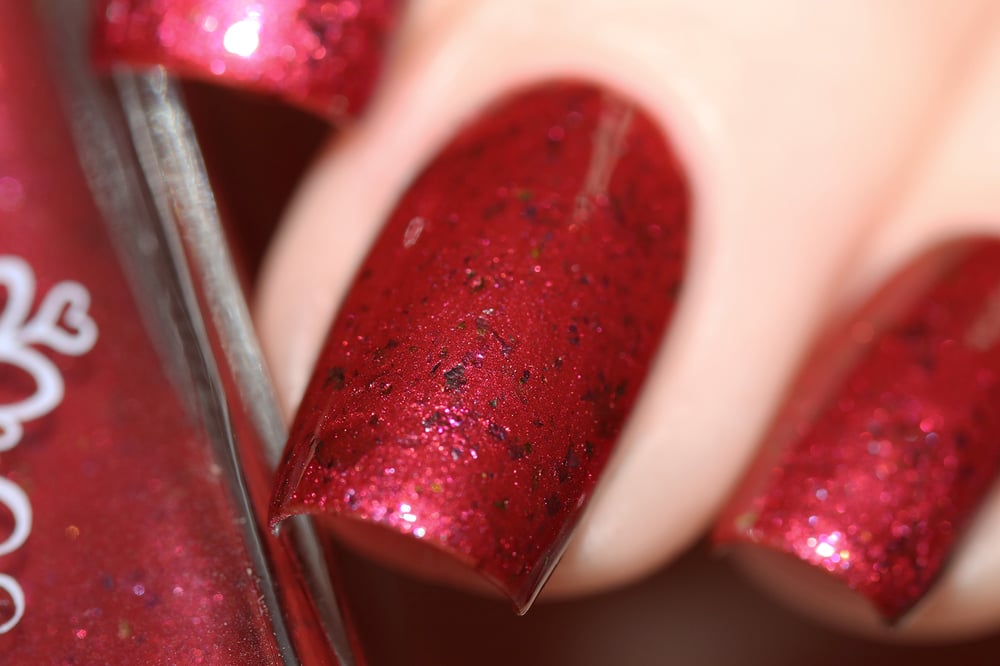 Image of ~Rebel Ride~ ruby red chrome w/multichrome flakes nail polish!