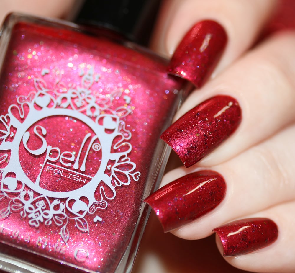 Image of ~Rebel Ride~ ruby red chrome w/multichrome flakes nail polish!