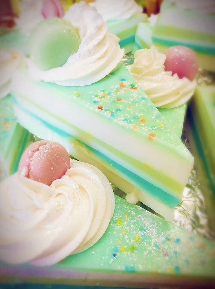 Image of Pistachio Macaron Cake Soap Slice