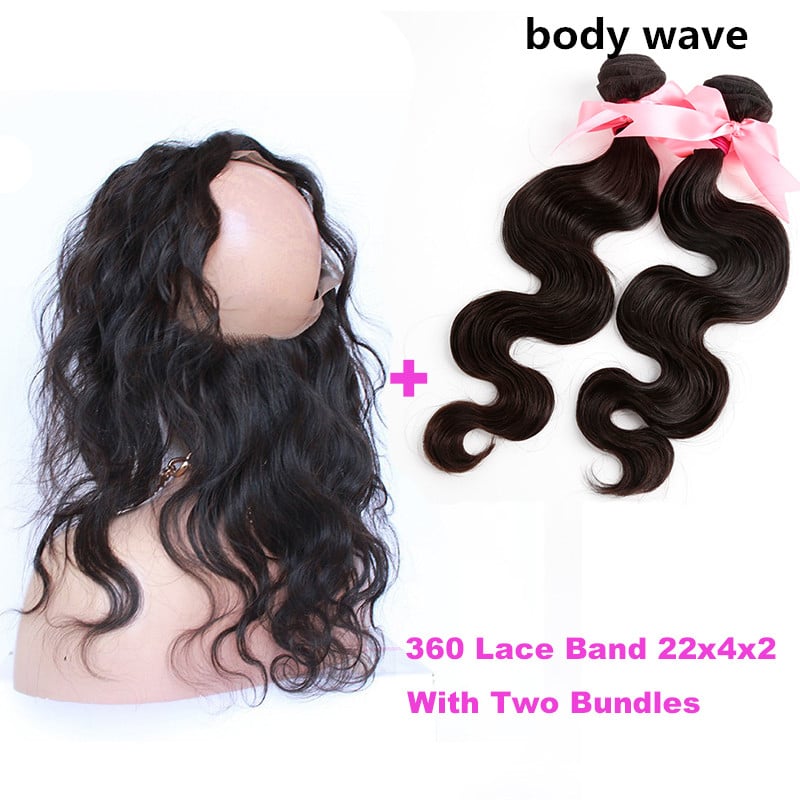 Image of Free shipping 2bundles hair bundles with one 360 lace band frontal