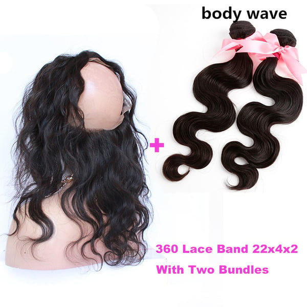 Image of Free shipping 2bundles hair bundles with one 360 lace band frontal 