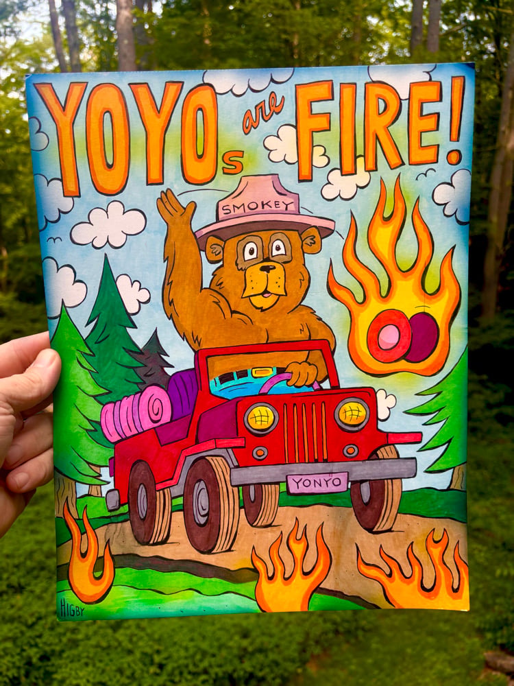Image of Smokey the Yo-Yo Bear original illustration 9x12