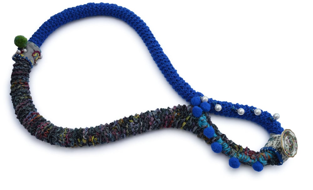 Image of Necklace, Adorned_Mixed Media Blue