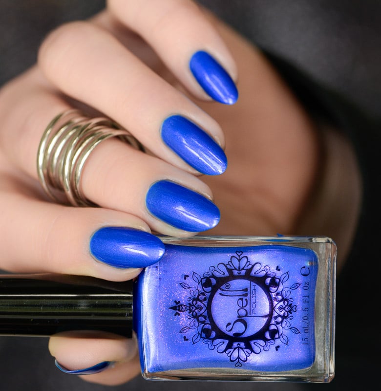 Image of ~Turning Back Waves~ creamy cerulean blue/pink duochrome nail polish!