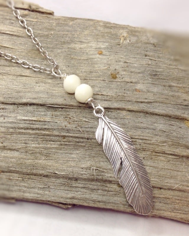 Image of Sterling Silver Feather Necklace
