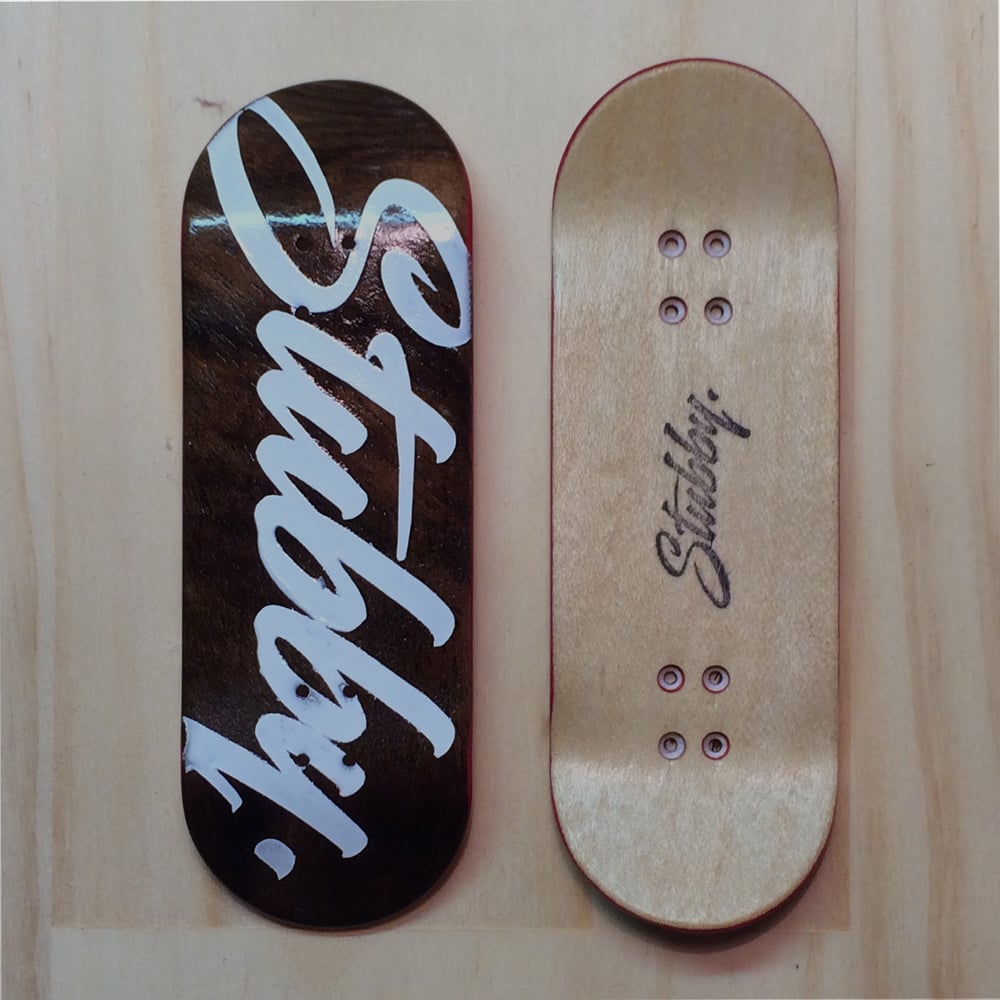Image of White Stubby Logo Graphic deck (Walnut Burl)