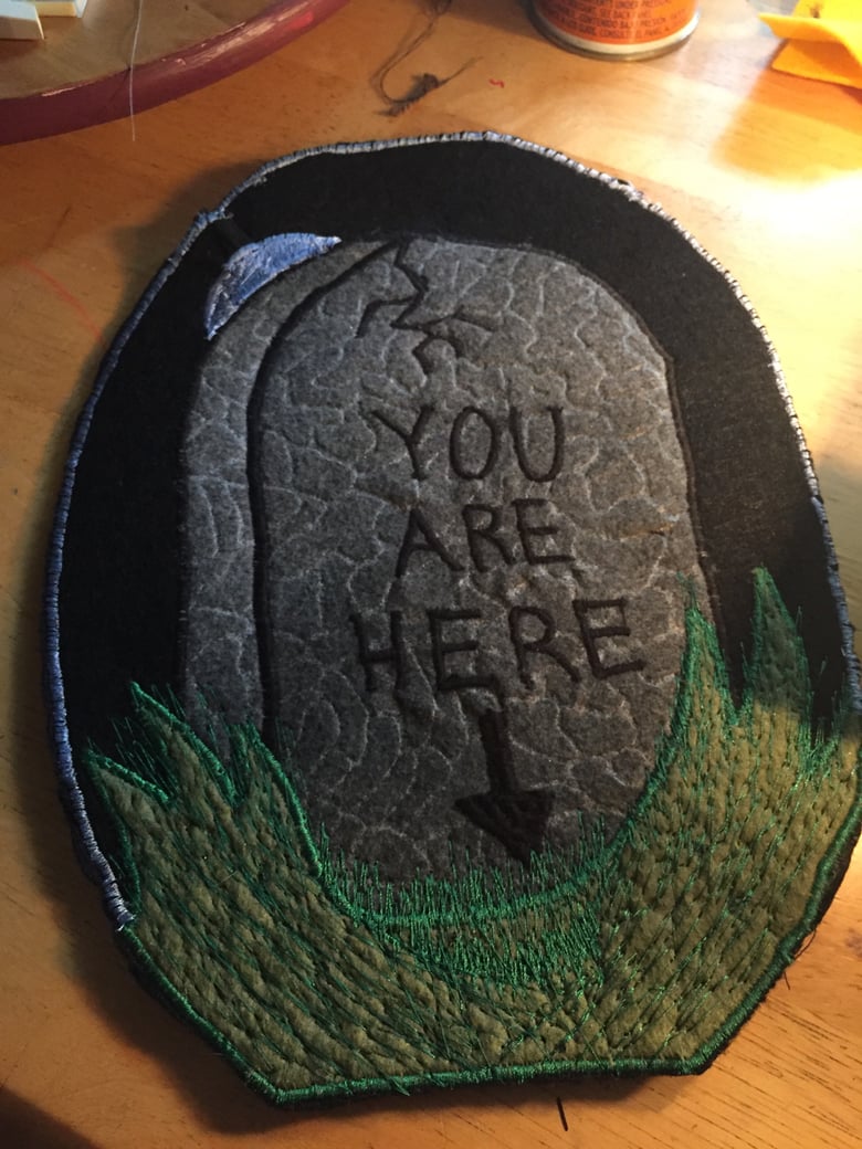 Image of You Are Here gravestone back patch