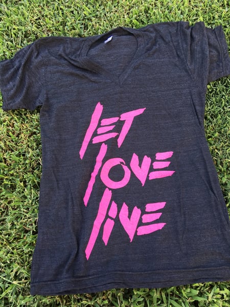 Image of LET LOVE LIVE (Grey) V-Neck Unisex Tee