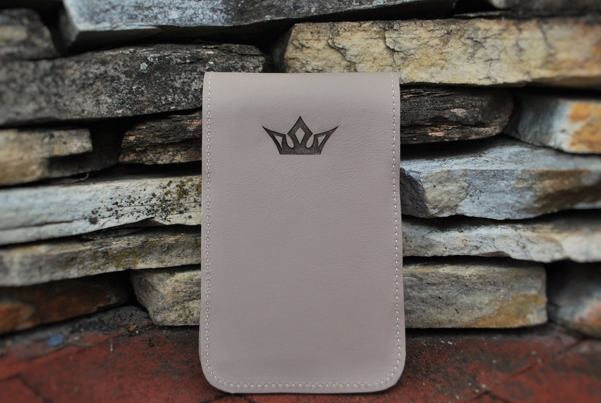 Image of Handcrafted Leather Golf Scorecard Holder (Cream Color)