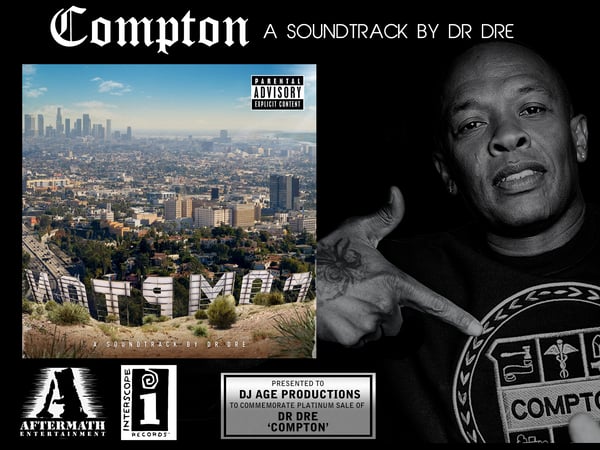 Image of Dr Dre 'Compton' Record Plaque