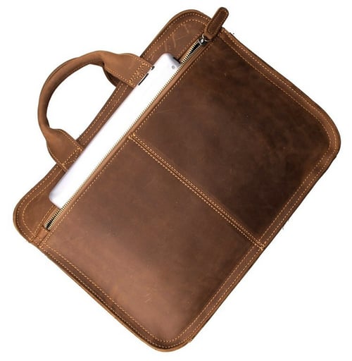 Image of Handcrafted Antique Style Top Grain Leather Mens Briefcase Messenger Bag Laptop Bag 6020