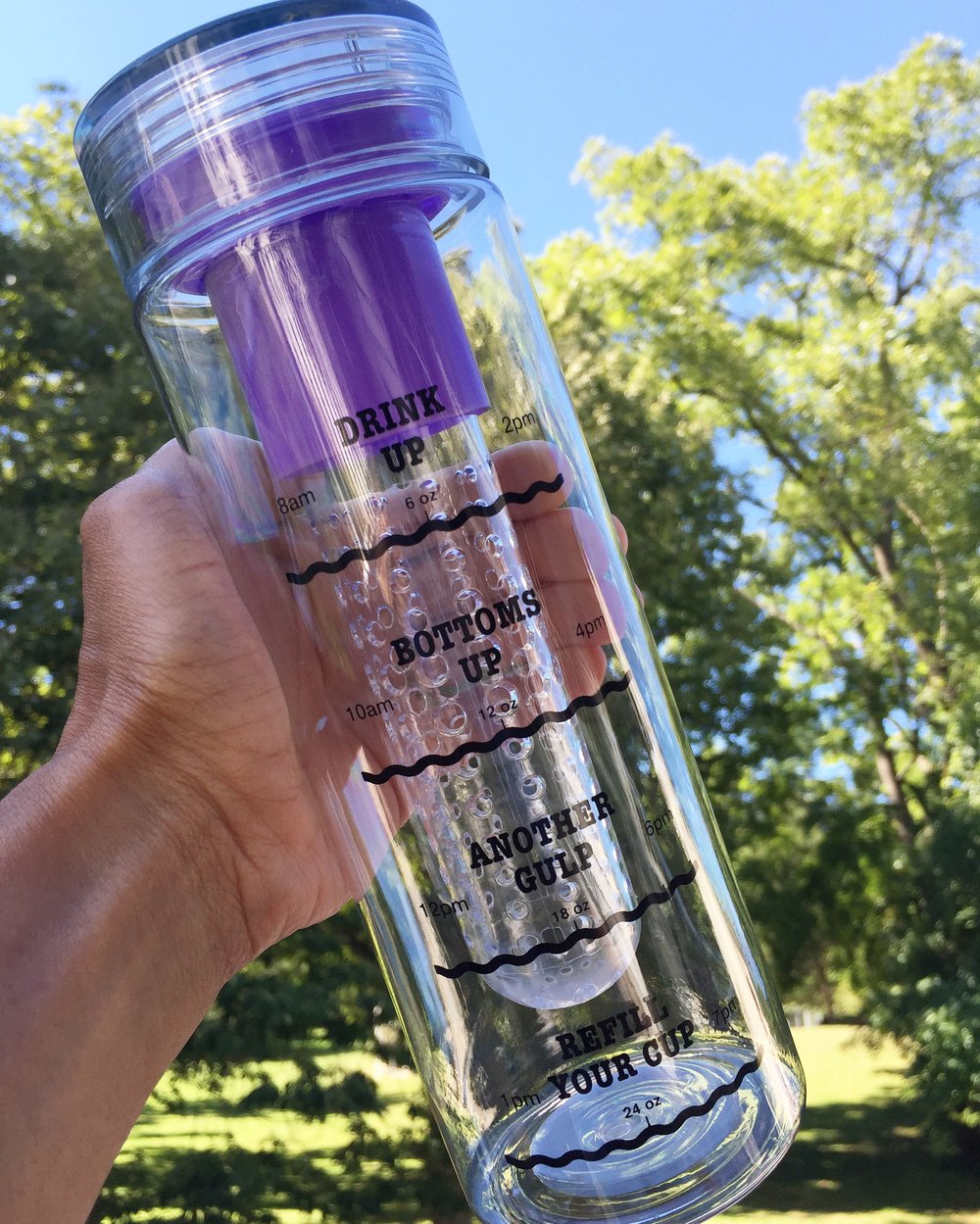 Image of Infusion Water Bottle with Drink Tracker - Purple